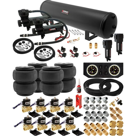 Vixen Air Suspension Kit for Truck/Car Bag/Air Ride/Spring. On Board System- Dual 200psi Compressor, 5 Gallon Tank. For Boat Lift,Towing,Lowering,Load Leveling,Onboard Train Horn VXX1208FB/4852DBF