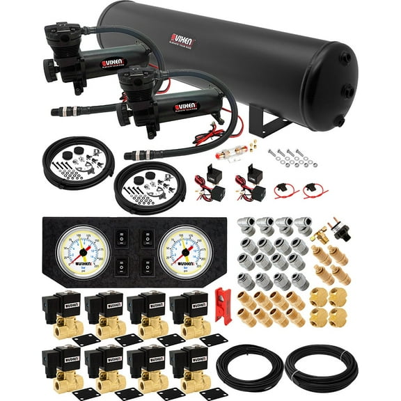 Vixen Air Suspension Kit for Truck/Car Bag/Air Ride/Spring. On Board System- Dual 200psi Compressor, 5 Gallon Tank. For Boat Lift,Towing,Lowering,Load Leveling,Onboard Train Horn VXX3805GW/4852DB
