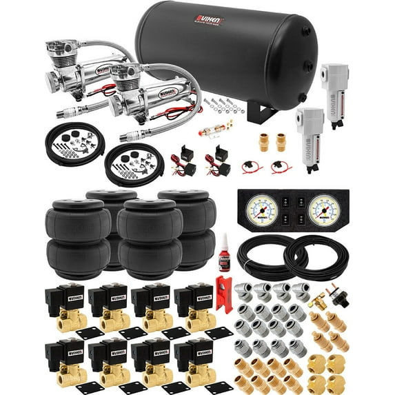 Vixen Air Suspension Kit for Truck/Car Bag/Air Ride/Spring. On Board System- Dual 200psi Compressor, 6 Gallon Tank. For Boat Lift,Towing,Lowering,Load Leveling,Onboard Train Horn VXX3805FW/4863DCF
