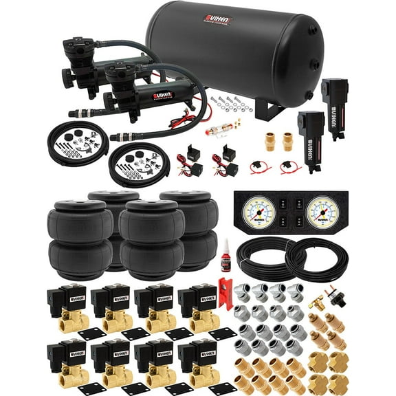 Vixen Air Suspension Kit for Truck/Car Bag/Air Ride/Spring. On Board System- Dual 200psi Compressor, 6 Gallon Tank. For Boat Lift,Towing,Lowering,Load Leveling,Onboard Train Horn VXX1209FW/4863DBF