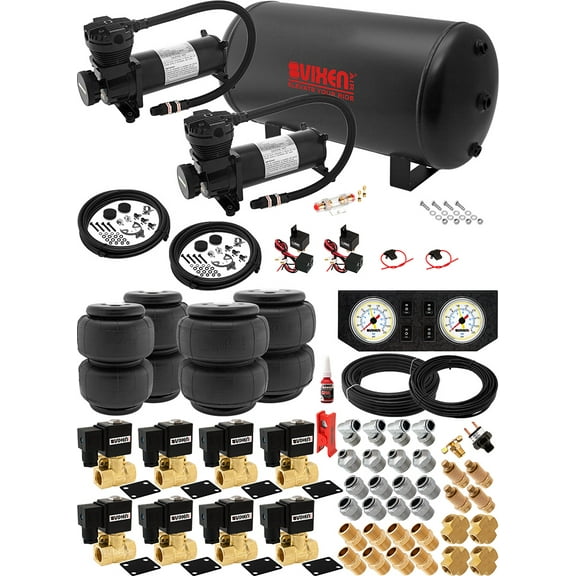 Vixen Air Suspension Kit for Truck/Car Bag/Air Ride/Spring. On Board System- Dual 200psi Compressor, 6 Gallon Tank. For Boat Lift,Towing,Lowering,Load Leveling,Onboard Train Horn VXX1209PW/4863DB