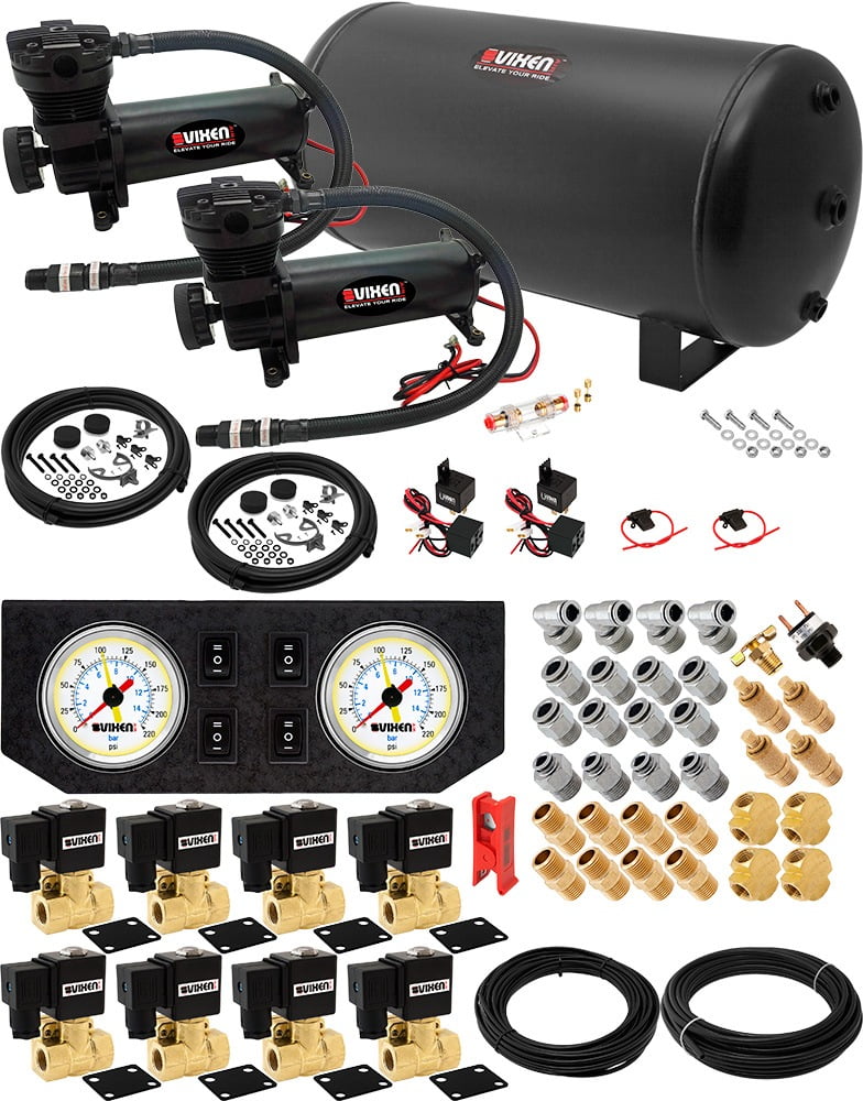 Vixen Air Suspension Kit For Truck/Car Bag/Air Ride/Spring. On Board System Dual 200psi Compressor 6 Gallon Tank Boat Lift Towing Lowering Load Leveling Onbo - View #2