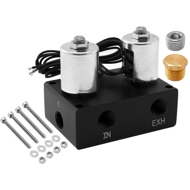 Vixen Air Suspension Valve Manifold 1/4" NPT Kit with 2 Air Ride