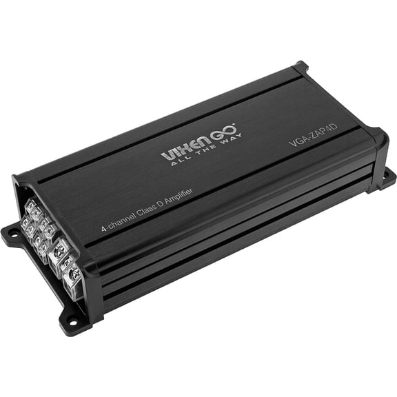Vixen Go VGA-ZAP4D Zap Series 4-channel Car Amplifier, 640W RMS Class D, Speaker Level Inputs, Selectable LPF/FULL/HPF Crossover