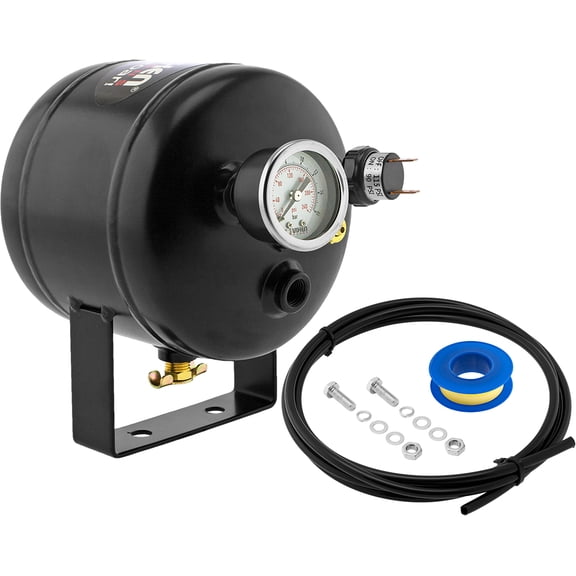 Vixen Horns 0.5 Gallon (2 Liter) 5 Ports Train/Air Horn Tank System/Kit 115 PSI with Gauge,Pressure Switch,Drain Valve,Compression Fitting,Hose,Thread Sealant Small/Compact VXT0500