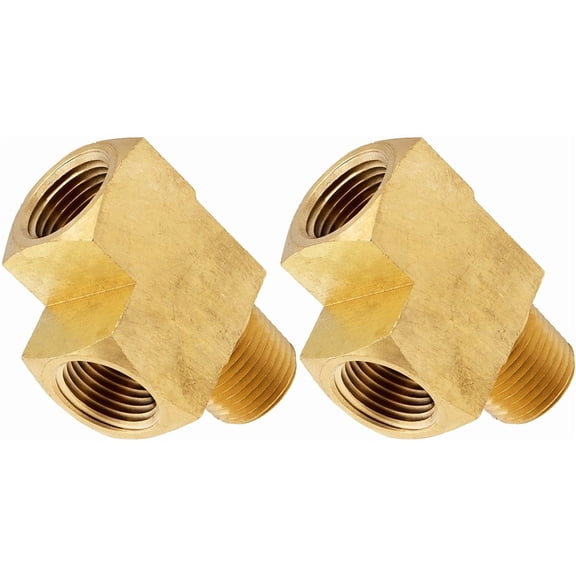 Vixen Horns 1/2" NPT Male (1) x 1/2" NPT Female (2) Tee Fitting Brass Material for Train/Air Horn Tanks - Bundle of two fittings VXA7612-2