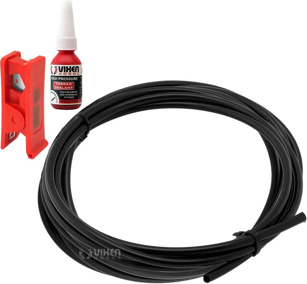 Vixen Horns 1/4" OD Nylon Plastic Hose 20FT with Thread Sealant and Hose Cutter for Suspension/Air Ride/Train Air Horn VXA7142K