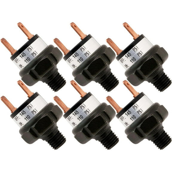 Vixen Horns 110-145 PSI Air Pressure Switch Tank Mount Type 1/8" NPT 12V/24V for Train/Air Horn - Bundle of six switches VXA6145-6