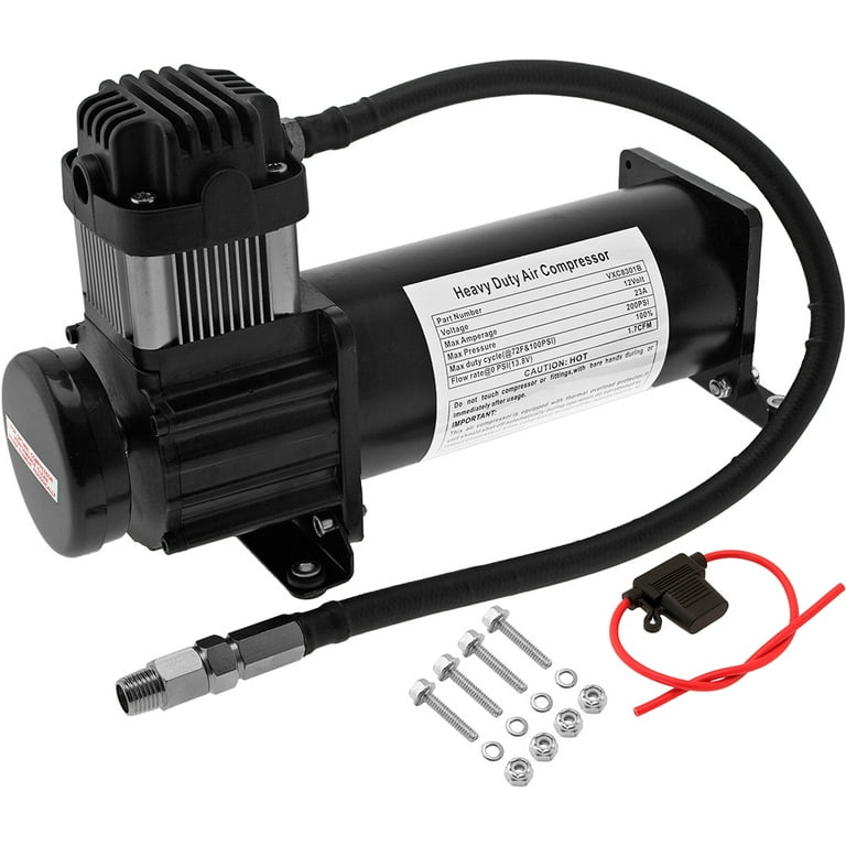 Vixen Horns Loud 2/Dual Trumpet Train Air Horn With Two Compressors Full Complete System Kit Black 12v Vxh2311db