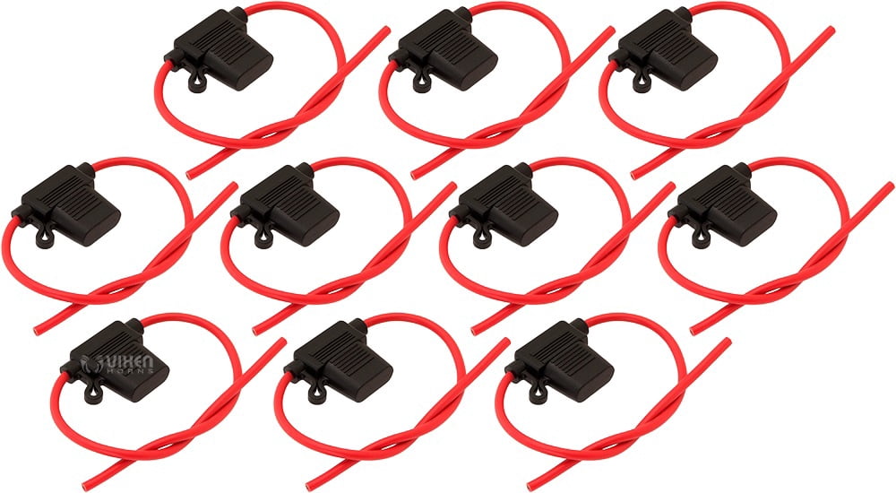 Vixen Horns 30A In-line Standard ATO Blade Fuse with Waterproof Holder - Bundle of ten fuses VXA7030-10