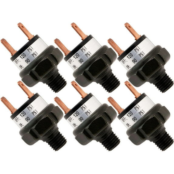 Vixen Horns 90-120 PSI Air Pressure Switch Tank Mount Type 1/8" NPT 12V/24V for Train/Air Horn - Bundle of six switches VXA6120-6