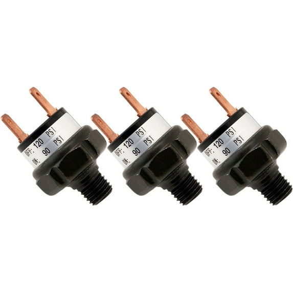 Vixen Horns 90-120 PSI Air Pressure Switch Tank Mount Type 1/8" NPT 12V/24V for Train/Air Horn - Bundle of three switches VXA6120-3