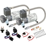 Vixen Horns Heavy Duty Dual Onboard Air Compressors 150 PSI. Universal Replacement for Truck/Car Train Horn/Suspension/Ride/Bag kit/System. Fits All 12v Vehicles like Semi/Pickup VXC8801DP