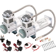 Vixen Horns Heavy Duty Dual Onboard Air Compressors 200 PSI. Universal Replacement for Truck/Car Train Horn/Suspension/Ride/Bag kit/System. Fits All 12v Vehicles like Semi/Pickup VXC8301DP