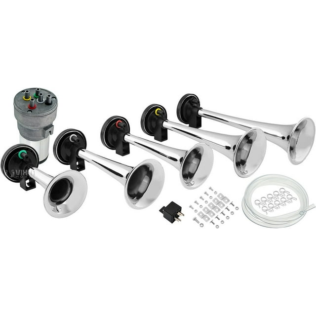 Vixen Horns 5Trumpet La Cucaracha Musical Air Horn with 12V Compressor