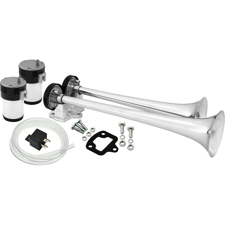 Vixen Horns Loud 2/Dual Trumpet Train Air Horn with Two  Compressor Full Complete System/Kit Chrome 12V VXH2112C : Automotive
