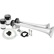 Vixen Horns Loud 2/Dual Trumpet Train Air Horn with Two Compressor Full Complete System/Kit Chrome 12V VXH2112C