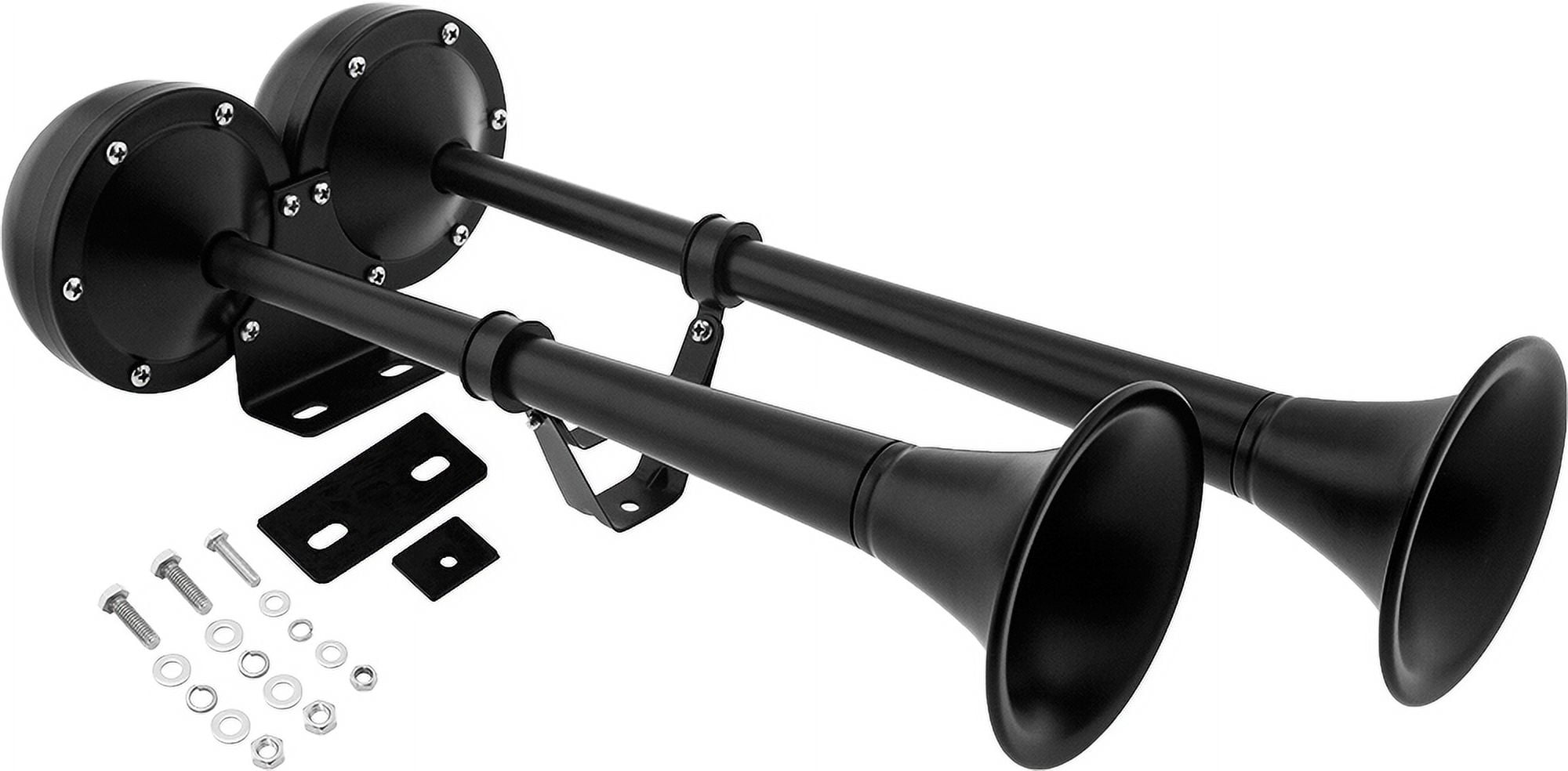 Vixen Horns Loud Powerful Dual Stainless Steel Trumpets Marine Electric Train Horn for Boats RV Trucks 12V Black VXH2112MAR B Walmart Business Supplies