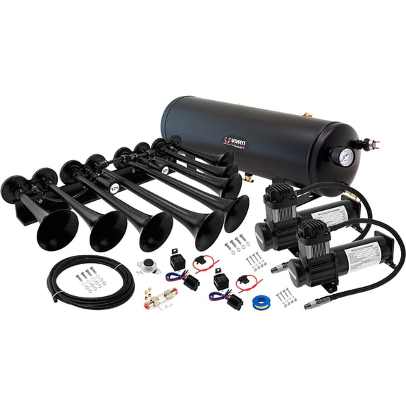 Vixen Horns OCTOPOD Train Horn Kit for Trucks/Car/Semi.Complete Onboard System-Dual 200psi Air Compressor,3 Gallon Tank,8 Trumpets.Super Loud dB.Fits Vehicles like Pickup/Jeep/RV 12v VXO8330BDP/8124XB