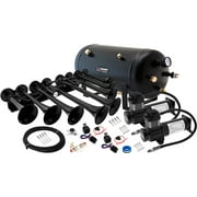 Vixen Horns OCTOPOD Train Horn Kit for Trucks/Car/Semi.Complete Onboard System-Dual 200psi Air Compressor,5 Gallon Tank,8 Trumpets.Super Loud dB.Fits Vehicles like Pickup/Jeep/RV 12v VXO8350BDP/8124XB