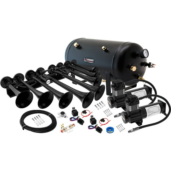 Vixen Horns OCTOPOD Train Horn Kit for Trucks/Car/Semi.Complete Onboard System-Dual 200psi Air Compressor,5 Gallon Tank,8 Trumpets.Super Loud dB.Fits Vehicles like Pickup/Jeep/RV 12v VXO8350BDP/8124XB
