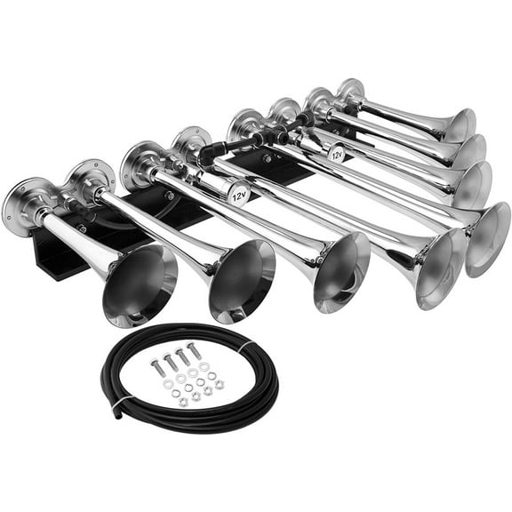Vixen Horns OCTOPOD Train Horn for Truck/Car. 8 Air Horn Chrome Plated Trumpets. Super Loud dB. Fits 12v Vehicles like Semi/Pickup/Jeep/RV/SUV VXH8124XLC