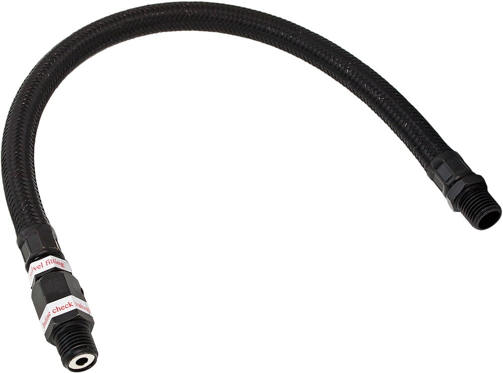 Vixen Horns Stainless Steel Air Compressor Braided Leader Hose with Check Valve 1/4" NPT Male to 1/4" NPT Male 13inch Black VXA7330B