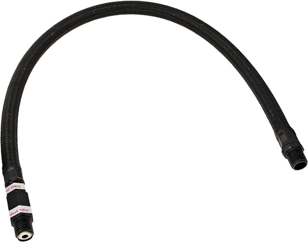 Vixen Horns Stainless Steel Air Compressor Braided Leader Hose with Check Valve 1/4" NPT Male to 1/4" NPT Male 20inch Black VXA7333B