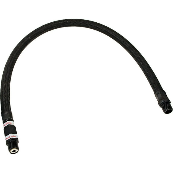 Vixen Horns Stainless Steel Air Compressor Braided Leader Hose with Check Valve 1/4" NPT Male to 1/4" NPT Male 20inch Black VXA7333B