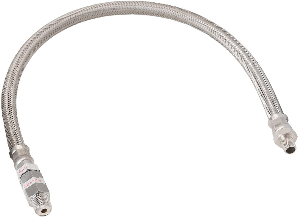 Vixen Horns Stainless Steel Air Compressor Braided Leader Hose with Check Valve 1/8" NPT Male to 1/4" NPT Male 20inch Chrome VXA7332