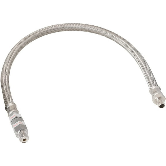 Vixen Horns Stainless Steel Air Compressor Braided Leader Hose with Check Valve 1/8" NPT Male to 1/4" NPT Male 20inch Chrome VXA7332