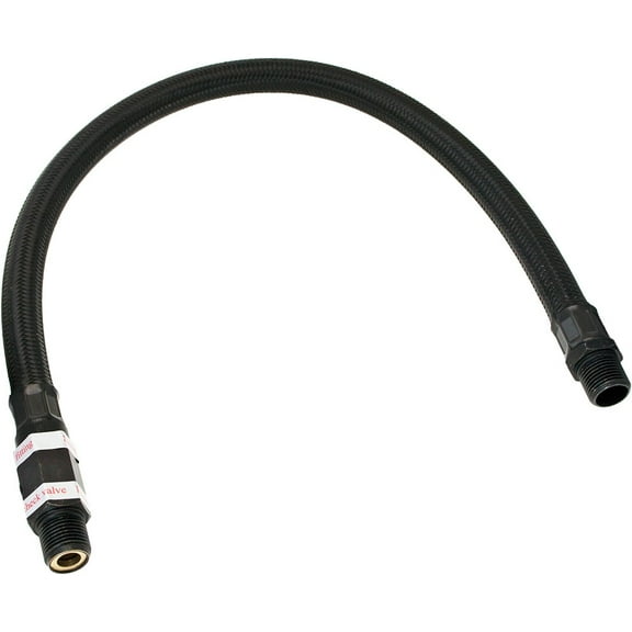 Vixen Horns Stainless Steel Air Compressor Braided Leader Hose with Check Valve 3/8" NPT Male to 3/8" NPT Male 20inch Black VXA7335B