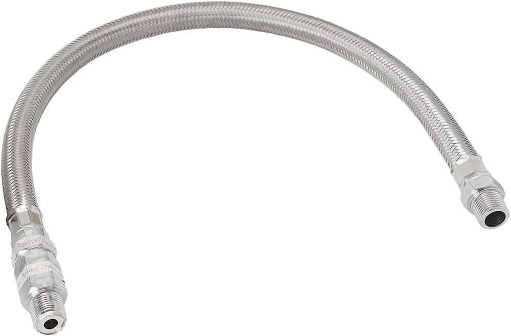 Vixen Horns Stainless Steel Air Compressor Braided Leader Hose with Check Valve 3/8" NPT Male to 3/8" NPT Male 20inch Chrome VXA7335