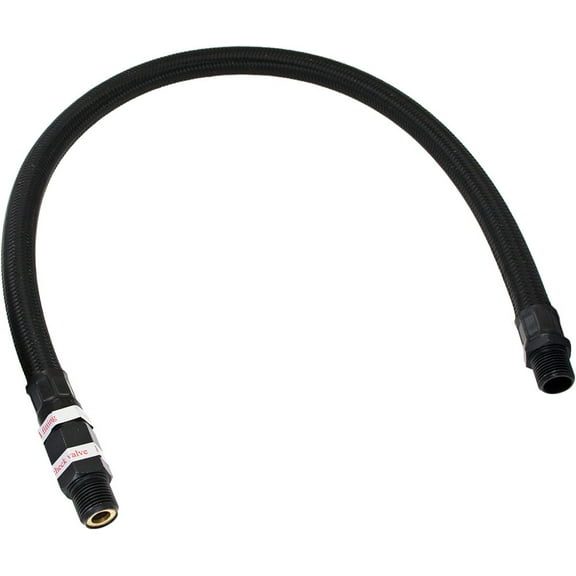 Vixen Horns Stainless Steel Air Compressor Braided Leader Hose with Check Valve 3/8" NPT Male to 3/8" NPT Male 24inch Black VXA7336B