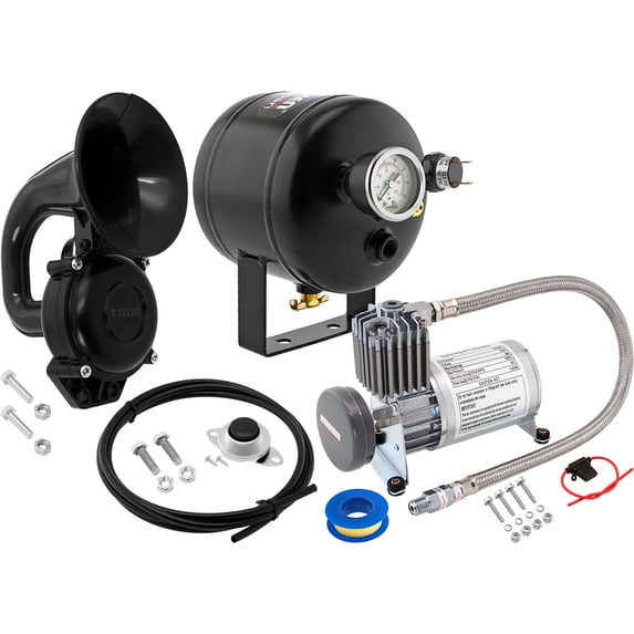 Vixen Horns Train Horn Kit for Motorcycle/Bike/Truck/Car. Complete Onboard System- 150psi Air Compressor, 0.5 Gallon Tank, 1 Trumpet. Loud dB. Fits Vehicles like Pickup/Jeep/RV/SUV 12v VXO8805/1101