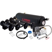 Vixen Horns Train Horn Kit for Trucks/Car/Semi. Complete Onboard System- 150psi Air Compressor, 1.5 Gallon Tank, 4 Trumpets. Super Loud dB. Fits Vehicles like Pickup/Jeep/RV/SUV 12v VXO8815/4124B