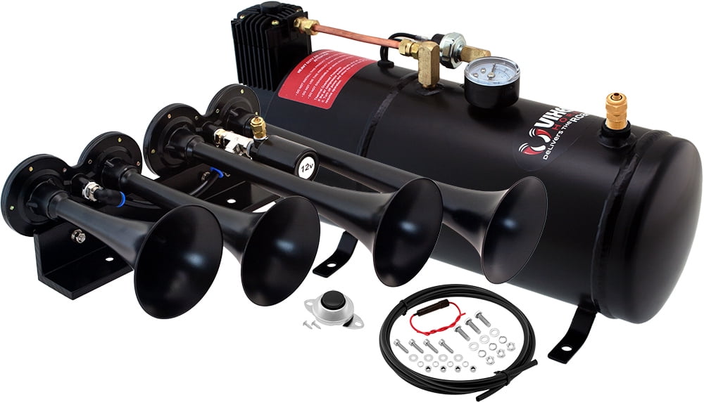 Vixen Horns 12V Super Loud dB Automotive Train Horn Kit for Trucks Car Semi Black Walmart