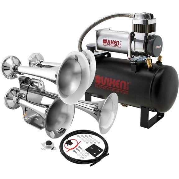 Vixen Horns Train Horn Kit, 4 Trumpets, 150 PSI Compressor, 2 Gallon Tank