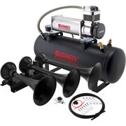 Vixen Horns Train Horn Kit for Trucks/Car/Semi. Complete Onboard System- 200psi Air Compressor, 2.5 Gallon Tank, 3 Trumpets. Super Loud dB. Fits Vehicles like Pickup/Jeep/RV/SUV 12v VXO8580/3418B