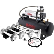 Vixen Horns Train Horn Kit for Trucks/Car/Semi. Complete Onboard System- 200psi Air Compressor, 2.5 Gallon Tank, 4 Trumpets. Super Loud dB. Fits Vehicles like Pickup/Jeep/RV/SUV 12v VXO8580/4124C