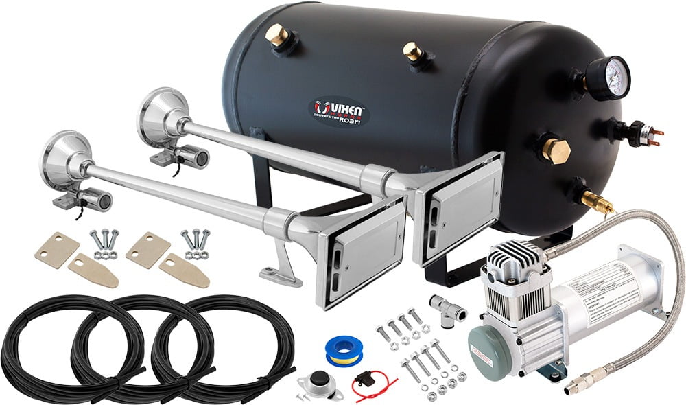 Vixen Horns Train Horn Kit for Trucks/Car/Semi. Complete Onboard System- 200psi Air Compressor, 5 Gallon Tank, 2 Trumpets. Super Loud dB. Fits Vehicles like Pickup/Jeep/RV/SUV 12v VXO8350/12642