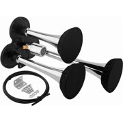 Vixen Horns Train Horn for Truck/Car Triple Trumpet+Covers Chrome VXH3311CP
