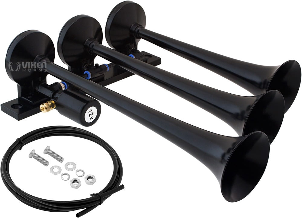 Vixen Horns Train Horn Kit For Trucks/Car/Semi. 200psi Air Compressor 3 Gallon Tank 4 Trumpets 12v Vxo8330 4114