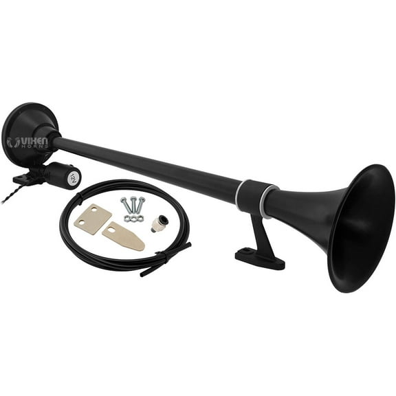 Vixen Horns Train Horn for Truck/Car. Air Horn Black Single Trumpet. Super Loud dB. Fits 12v Vehicles like Semi/Pickup/Jeep/RV/SUV VXH1164B