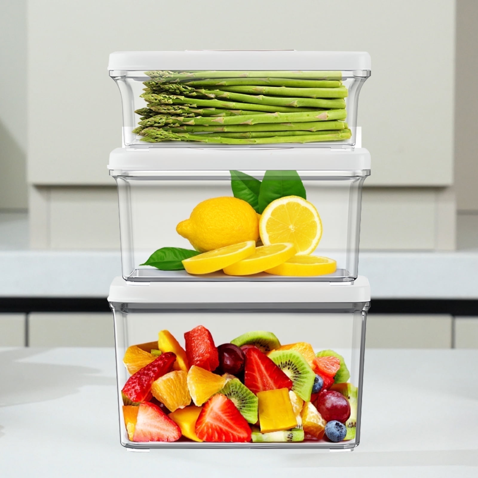 VIXINO 3-Pc Vacuum Sealer Containers for Fridge Organizers