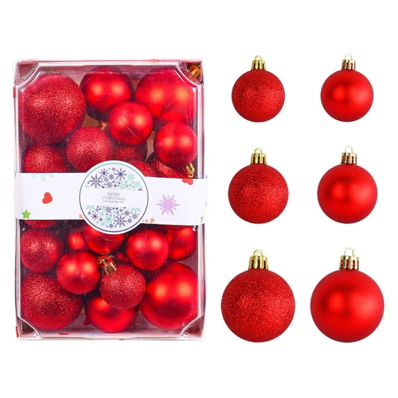 Vixolx 26ct Christmas Balls Tree Ornaments, 4/5/6CM Shatterproof Assorted Glitter Baubles Christmas Tree Decorations for Holiday Xmas Tree Decor (Red)