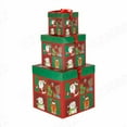 thumbnail image 1 of Vixolx 3PCS Christmas Nesting Gift Boxes with Lid, Xmas Nested Box Set, 3 Sizes, Square Stackable, Santa Snowman Reindeer Paper Box Tower Decor with Satin Ribbon, for Home Holiday Party on Clearance, 1 of 1