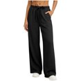 thumbnail image 1 of Vixolx Baggy Sweatpants for Women Straight Stretchy Solid Color Casual Sports Trousers Wide Leg Pants with Pocket, 1 of 6