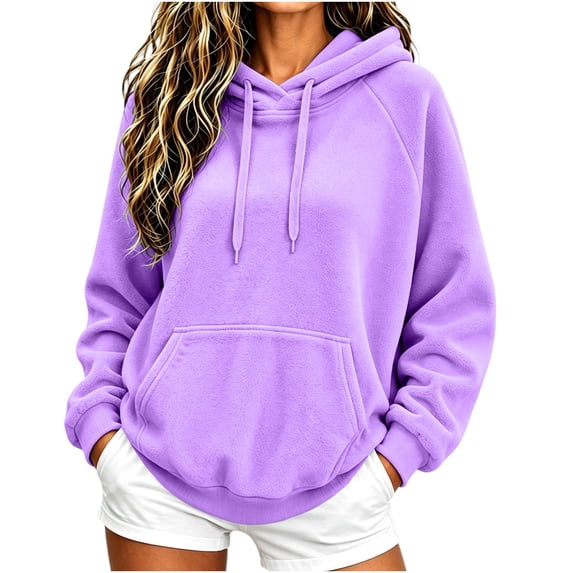 Vixolx Casual Solid Hoodies for Women Drawstring Fleece Hooded Sweatshirt with Kangaroo Pocket Fall Winter Long Sleeve Pullover