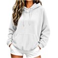 thumbnail image 1 of Vixolx Casual Solid Hoodies for Women Drawstring Fleece Hooded Sweatshirt with Kangaroo Pocket Fall Winter Long Sleeve Pullover, 1 of 7